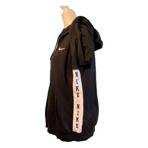 Vintage Nike Full Zip Hoodie Sweatshirt Black White Knit Logo Long Sleeve XL